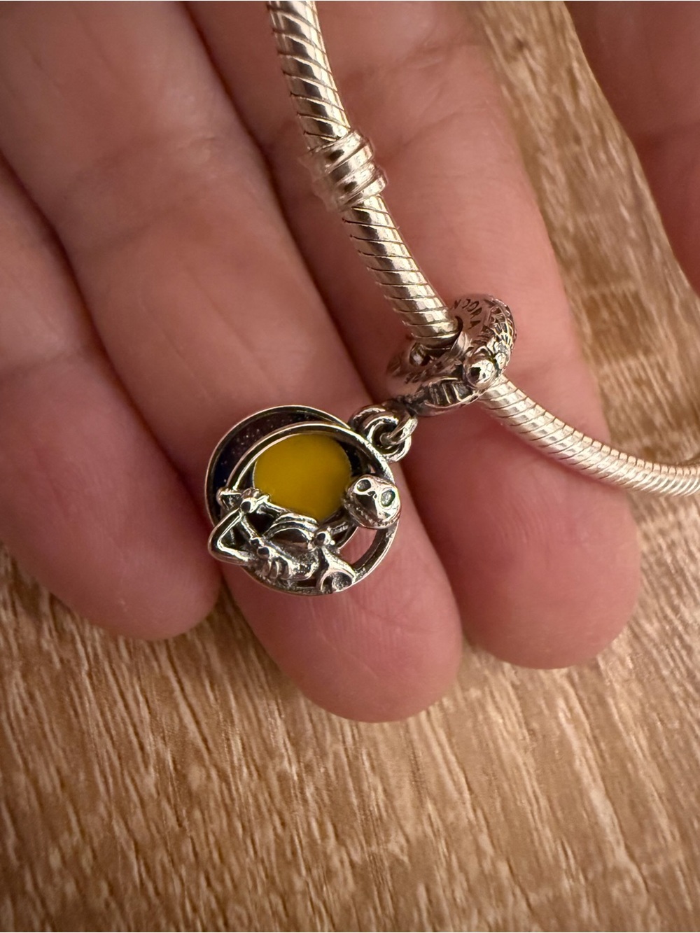 Yellow Moon & Cat Silver Charm Pendant - Women Jewelry